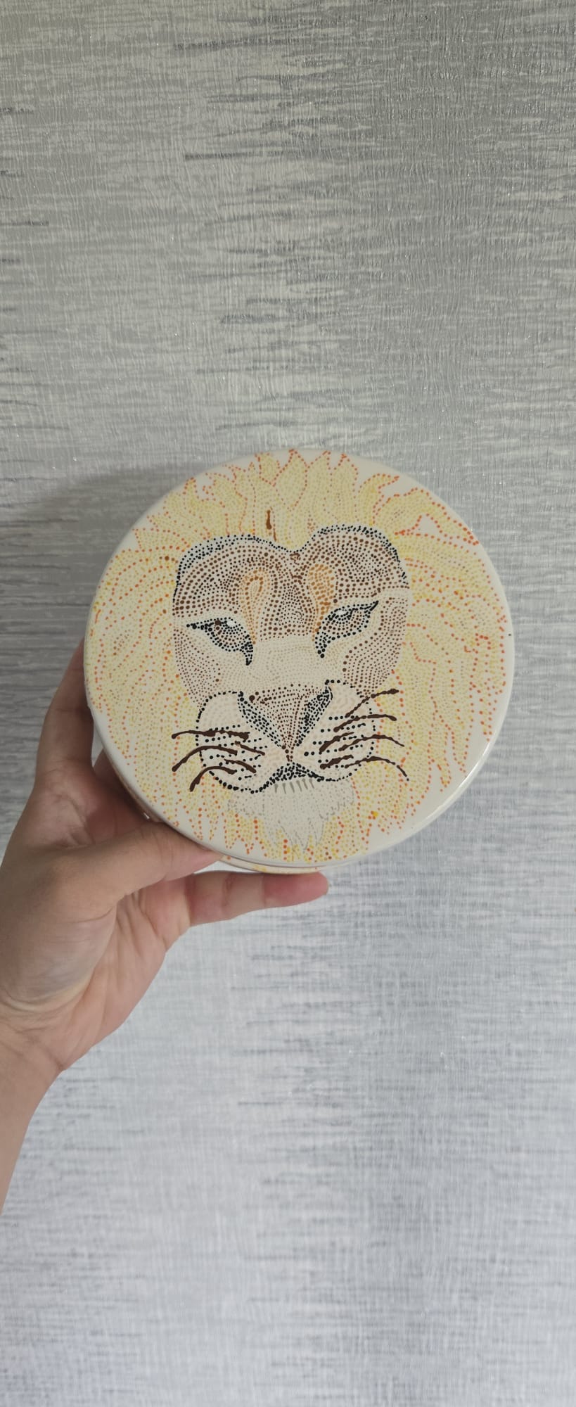 Lion Within – Hand-Painted Ceramic Lidded Bowl