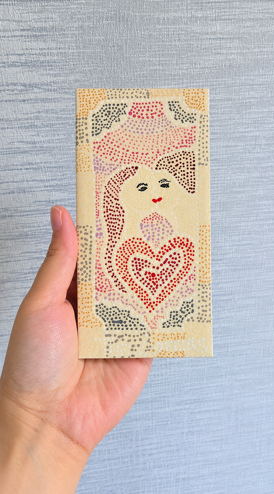 Hand Painted "The Lovers" Ceramic Tile – Dot Art Tarot Inspired Wall Decor