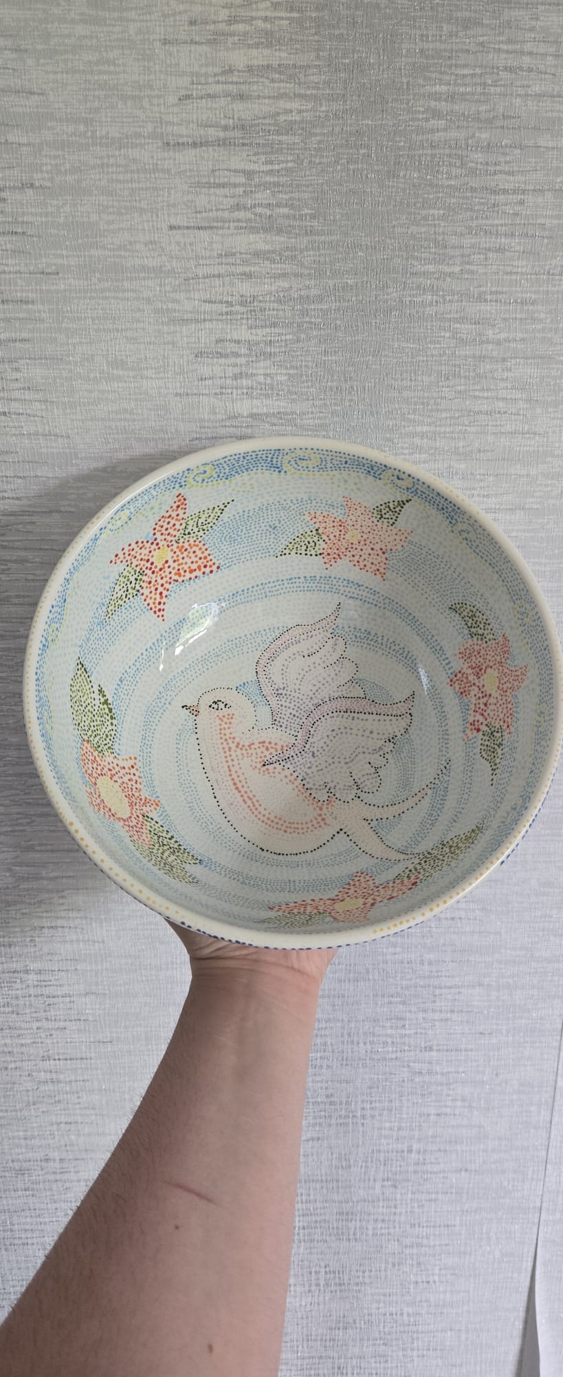 Peace in Bloom – Hand-Painted Ceramic Serving Bowl